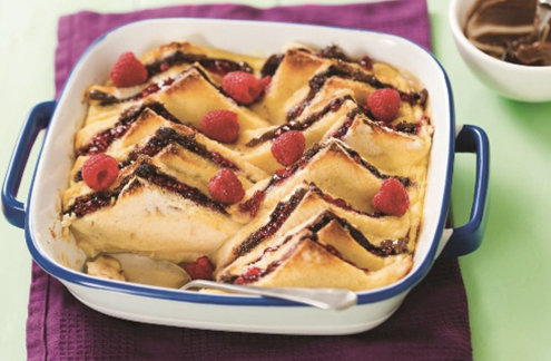 Raspberry Chocolate Bread & Butter Pudding 